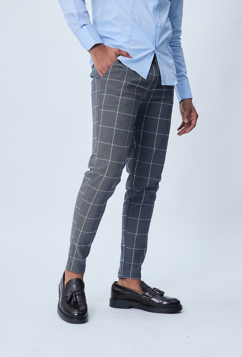 Chino broek - geblokt donker grijs