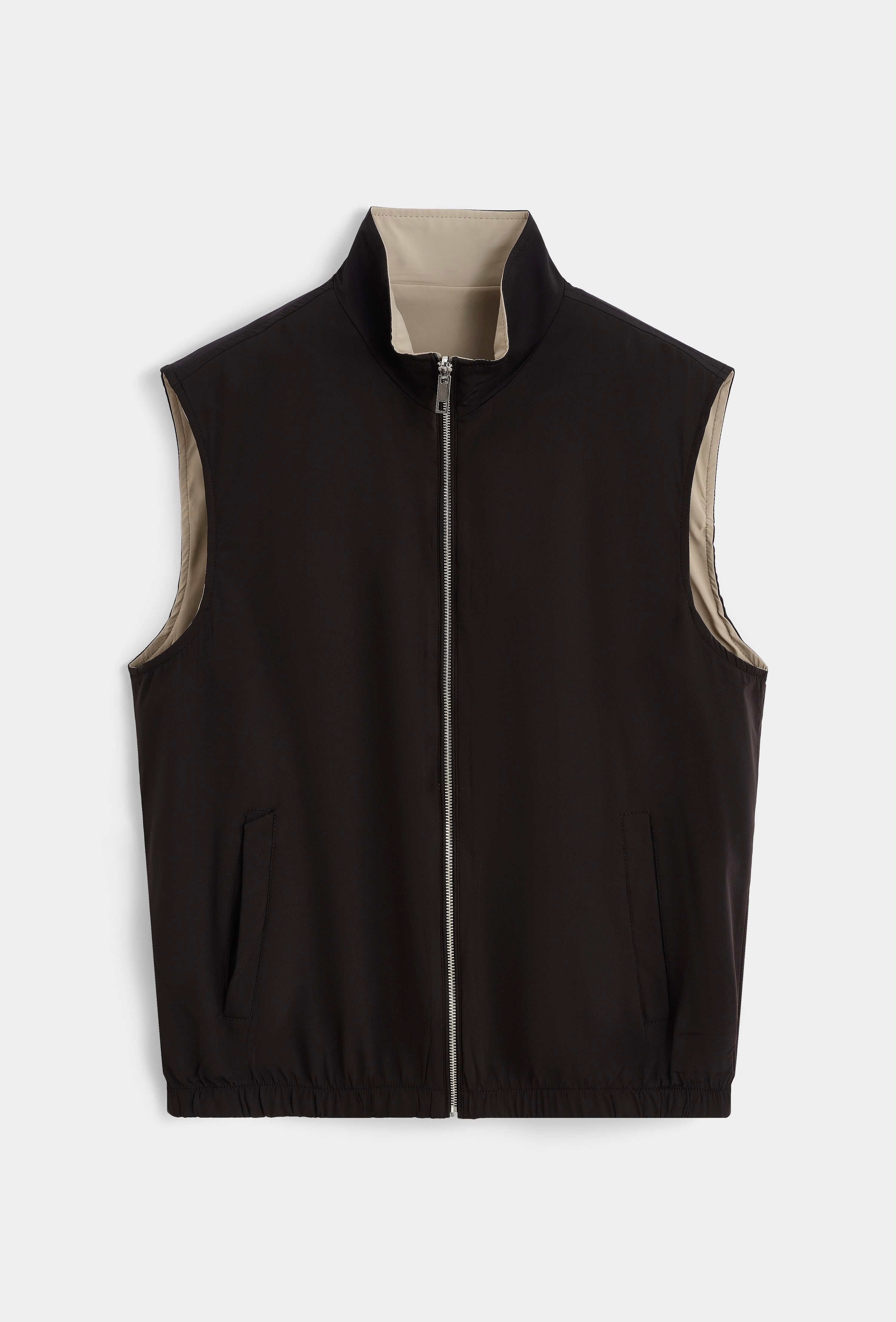 Glans Bodywarmer - Zwart/Beige