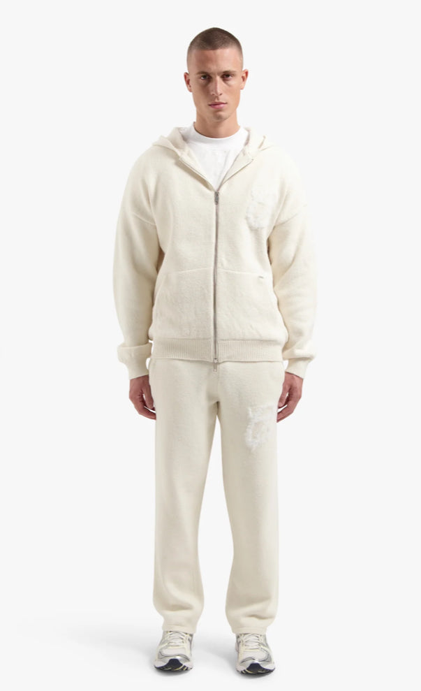 CROYEZ - FLUFFY ESSENCE KNIT SWEATPANTS - CREAM - Gebreide joggingbroek