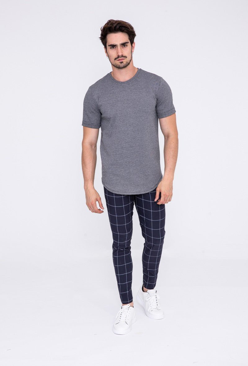 Chino broek - geblokt donker blauw