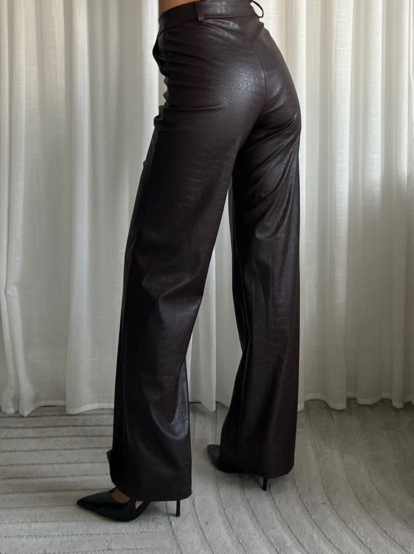Jeans Slangenleer - Donkerbruin