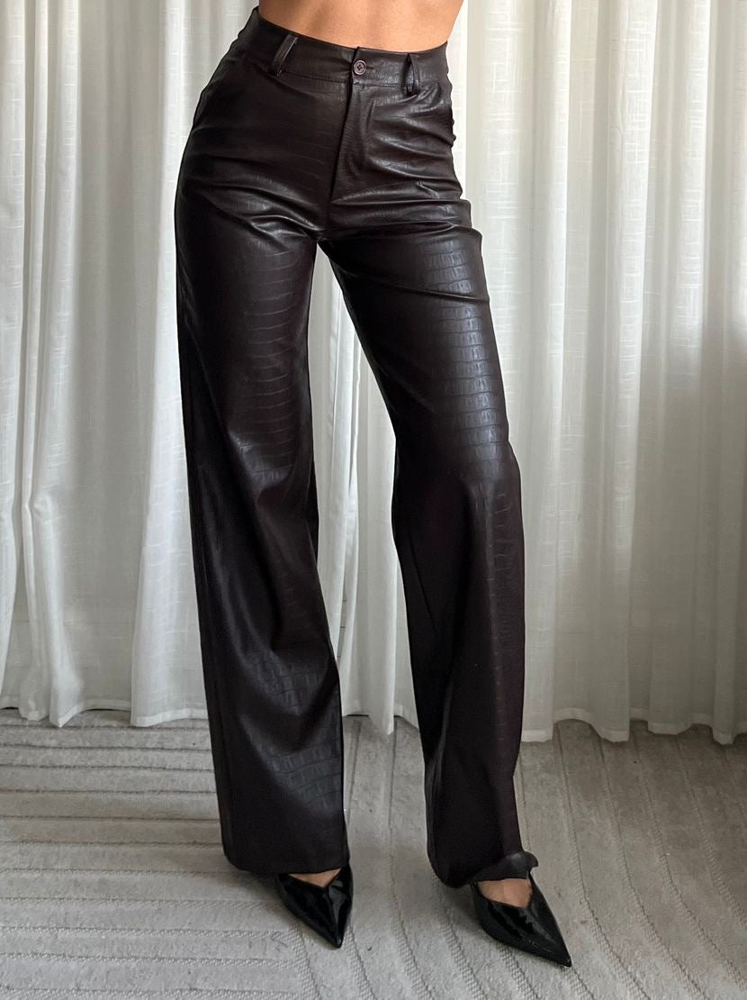 Jeans Slangenleer - Donkerbruin
