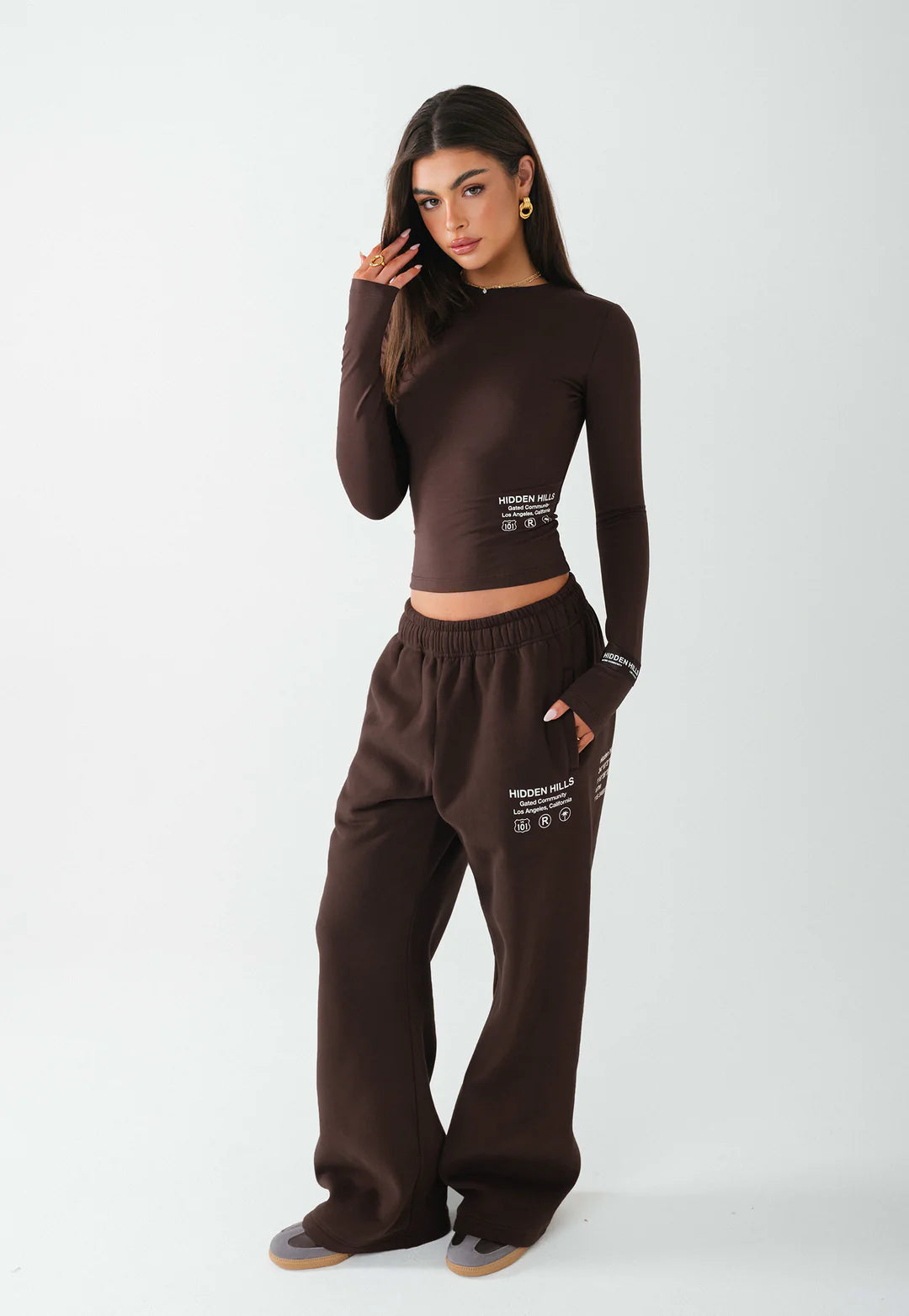 LABEL STRAIGHT LEG SWEATPANTS DONKERBRUIN - 29 nov