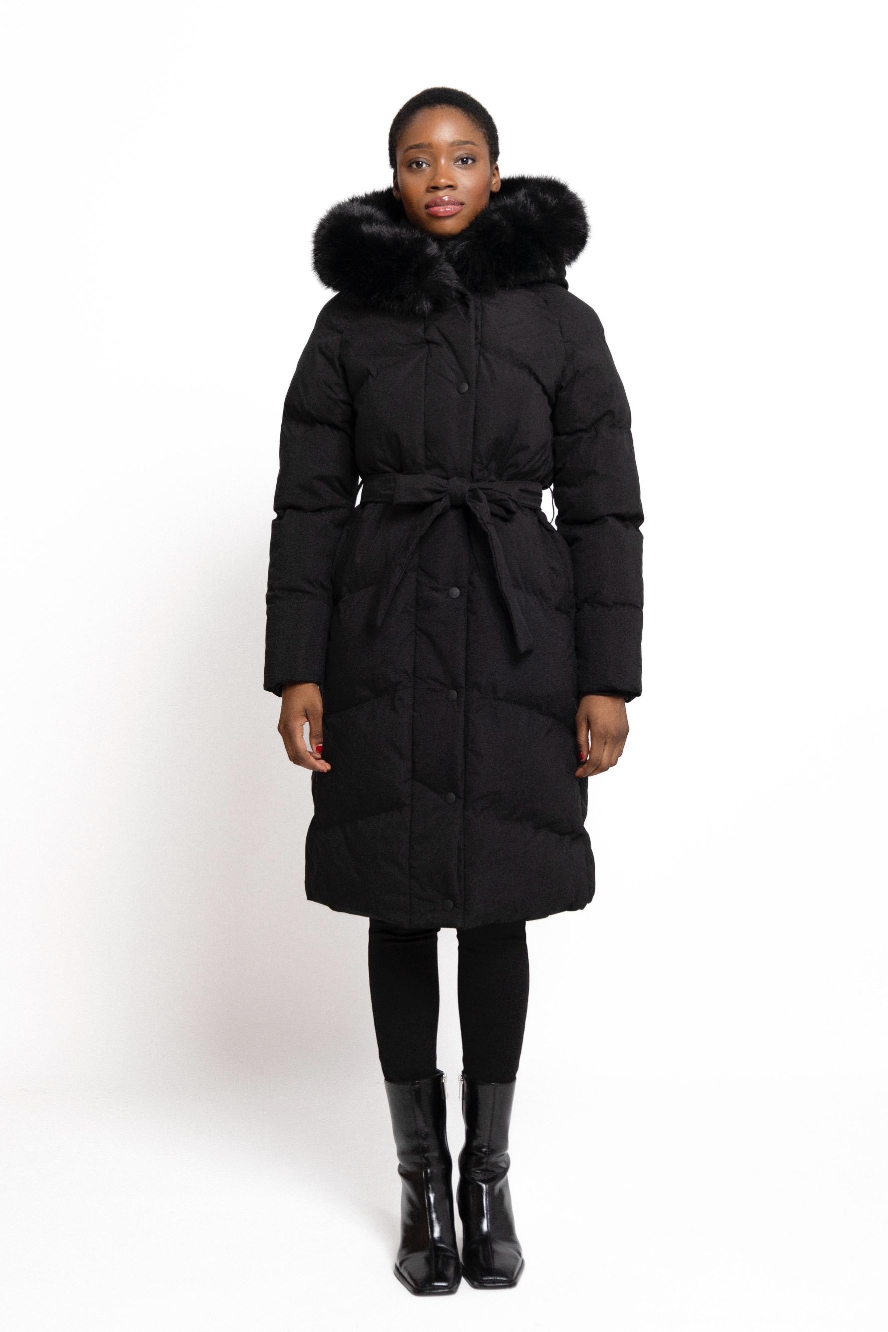 Mila - Lange winter jas puffer — Zwart