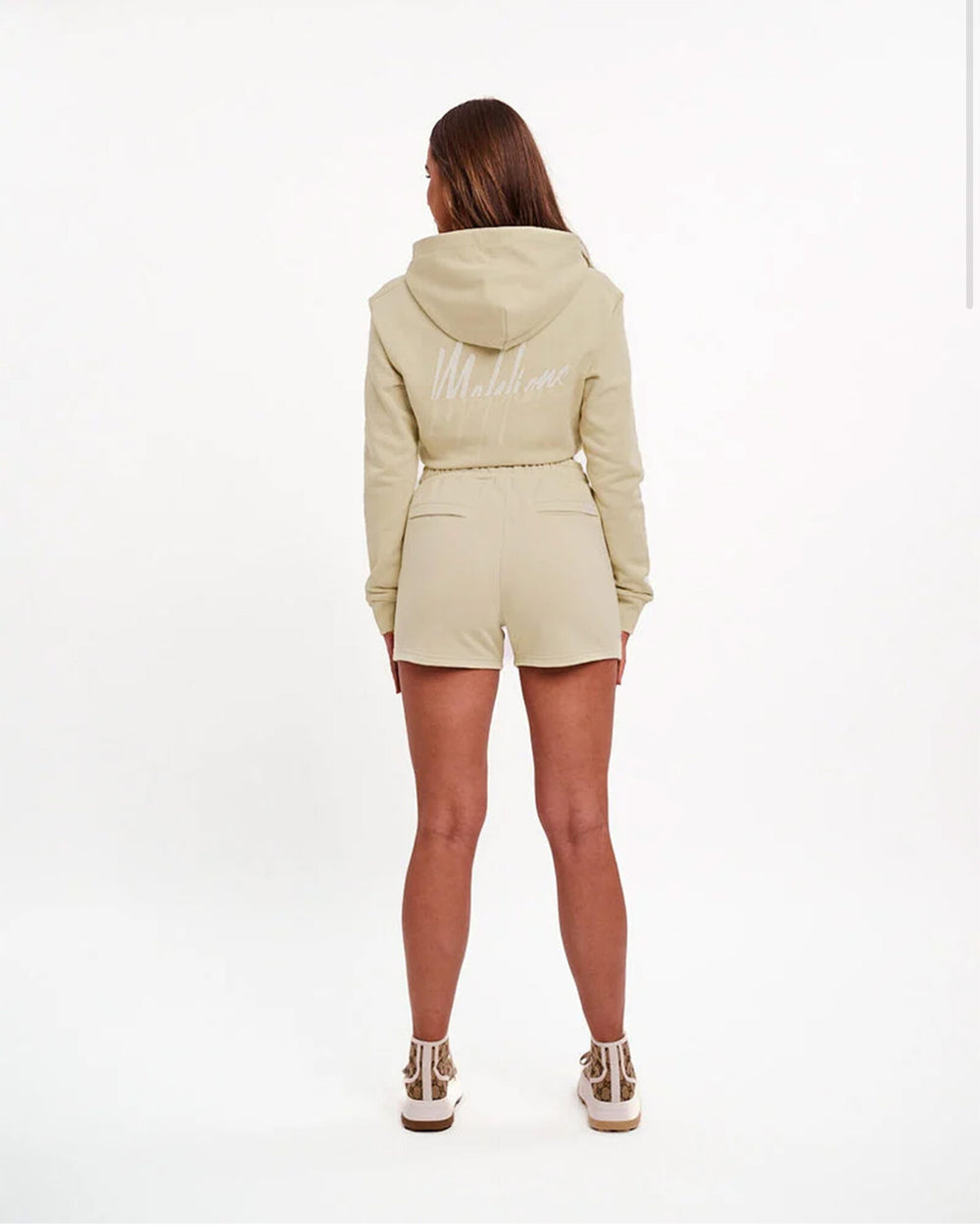 MALELIONS WOMEN KIKI CROP HOODIE - CLAY/BEIGE - Korte capuchontrui