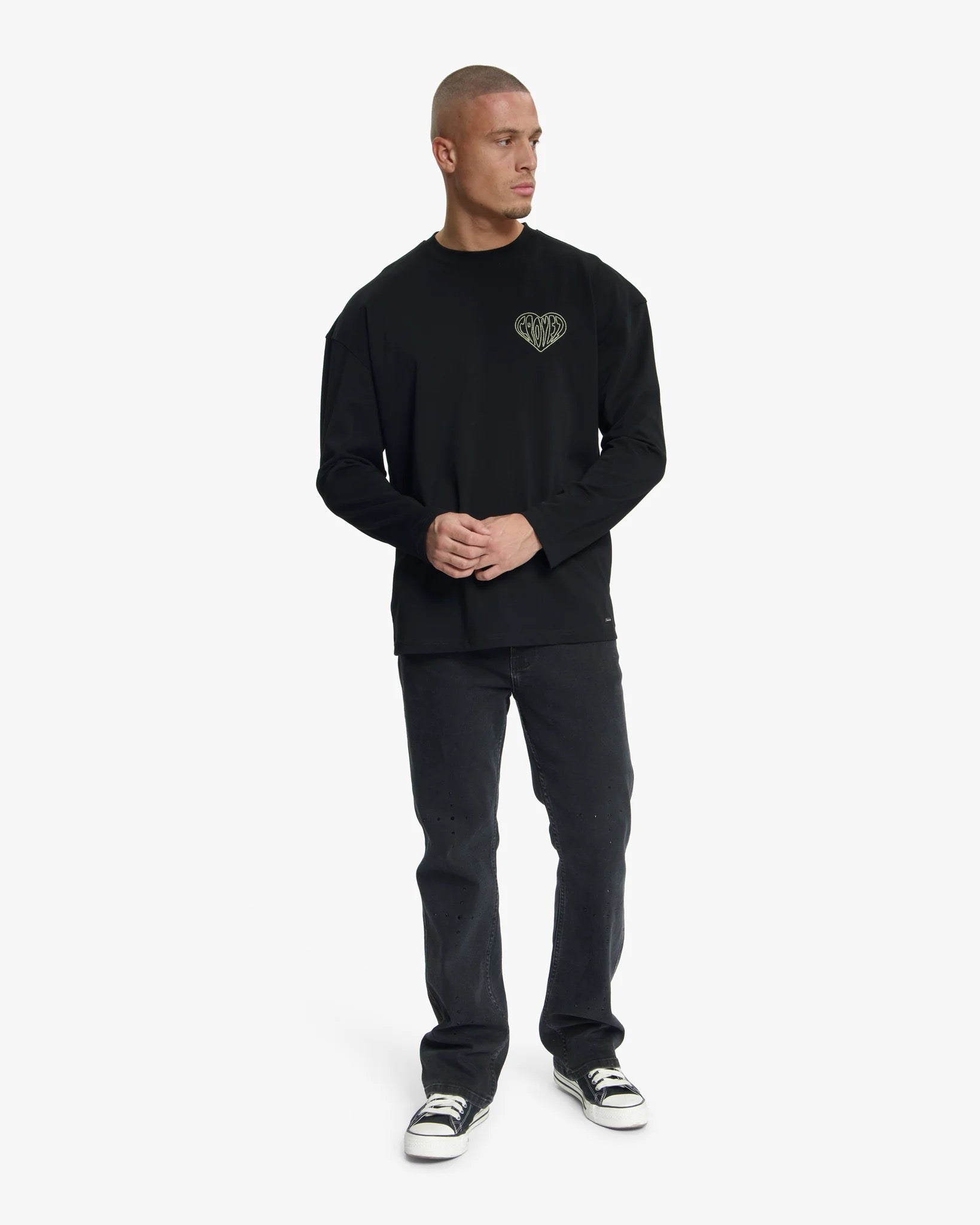 Croyez Stitched Heart Longsleeve T-Shirt | Zwart