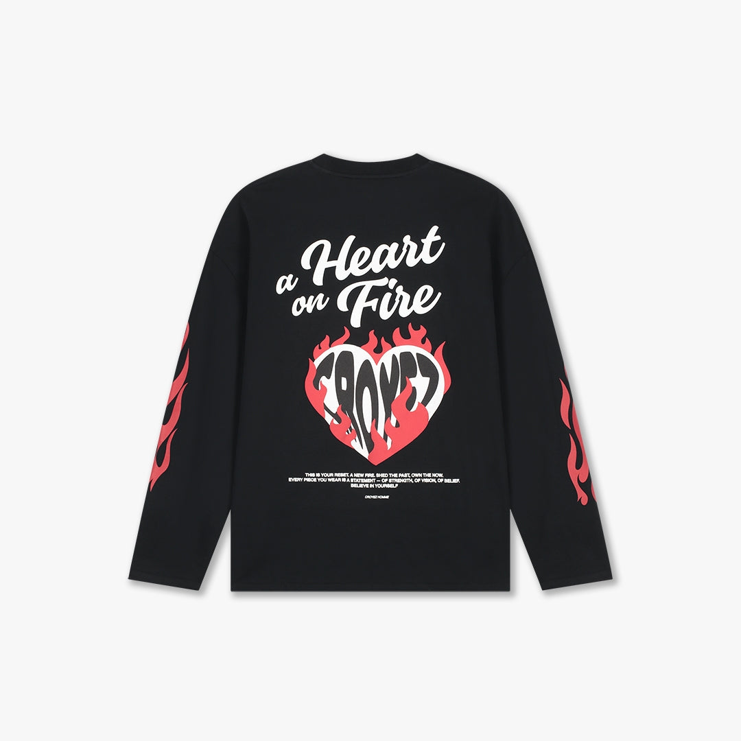 Croyez Heart On Fire Longsleeve | Vintage Zwart