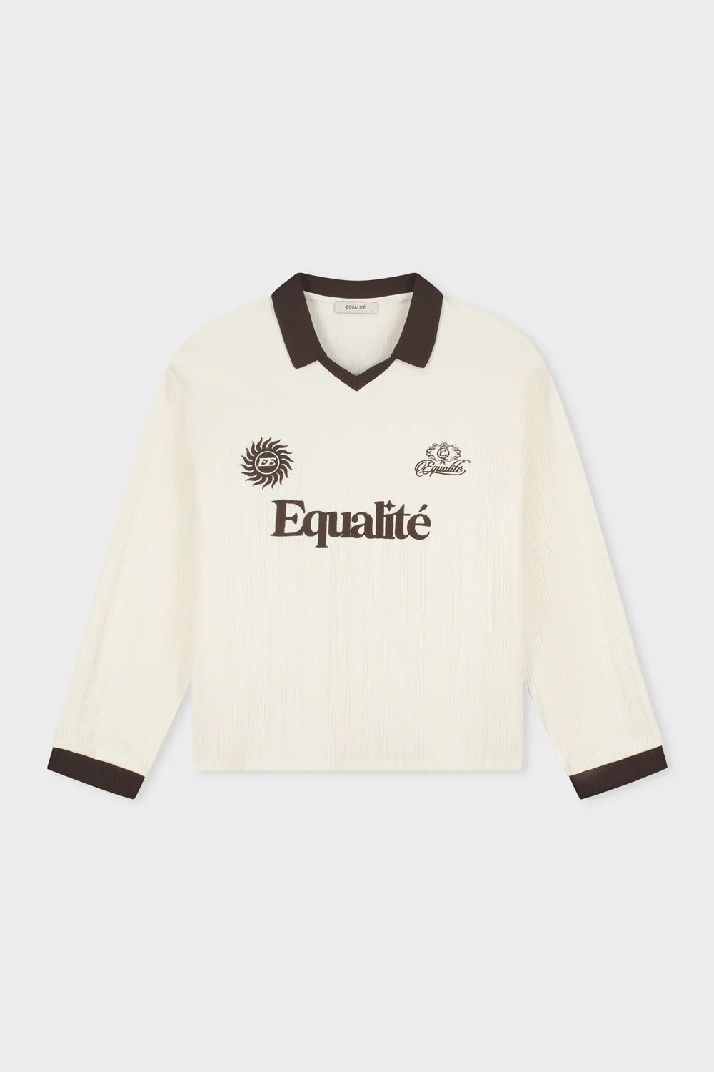 ASH GEBREIDE LONGSLEEVE POLO OFF-WHITE & BRUIN