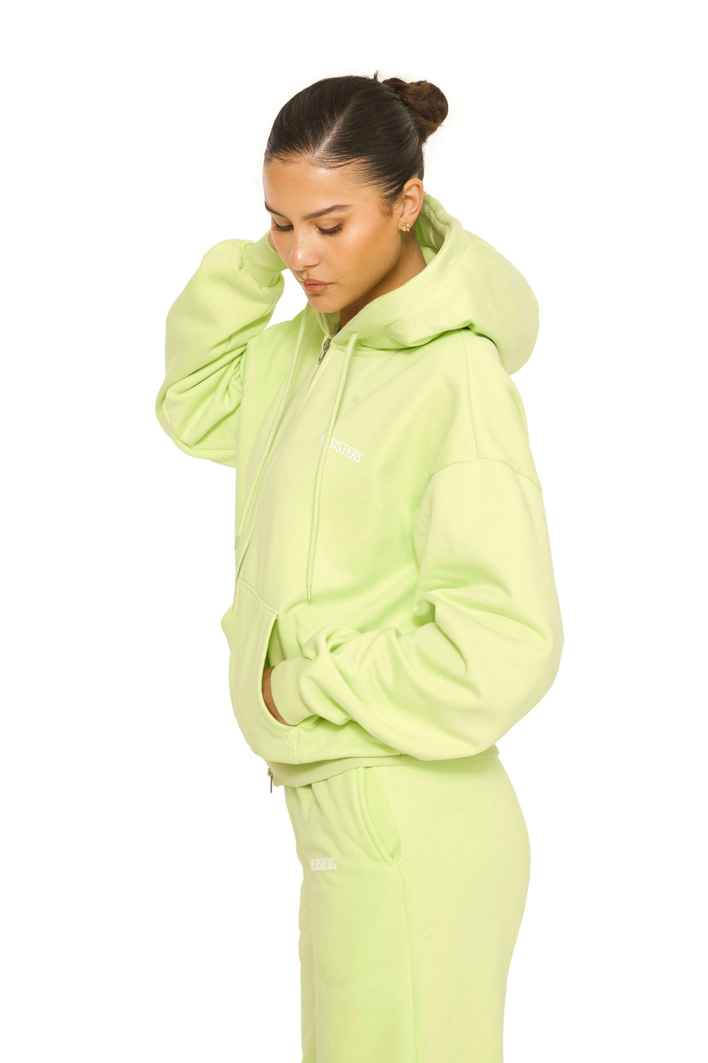 LA Sisters - ESSENTIAL - DOUBLE ZIPPER HOODIE - PISTACHE - Ruimvallend capuchonvest dames