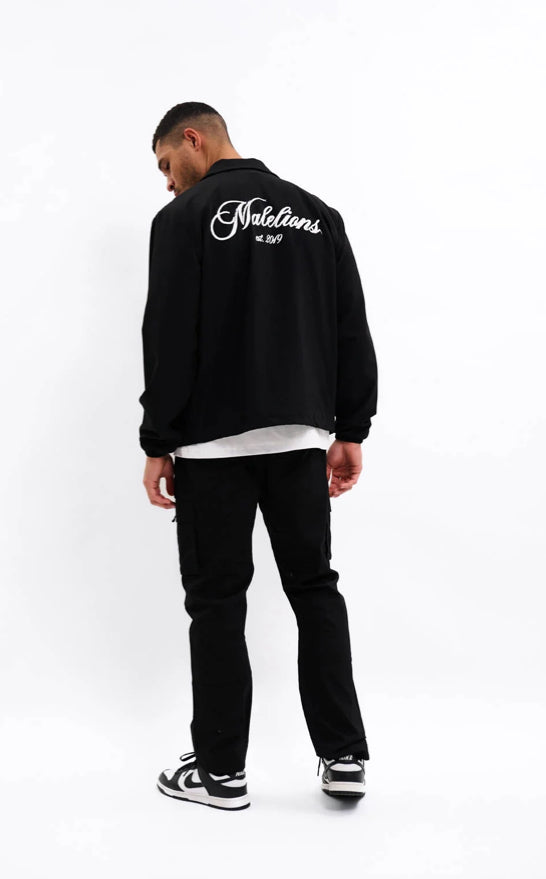 Malelions Men Handwritten Coach Jacket | Black