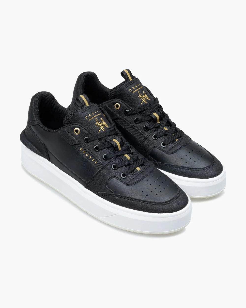 Cruyff - Endorsed Tennis - Black/Gold - Leren sneakers