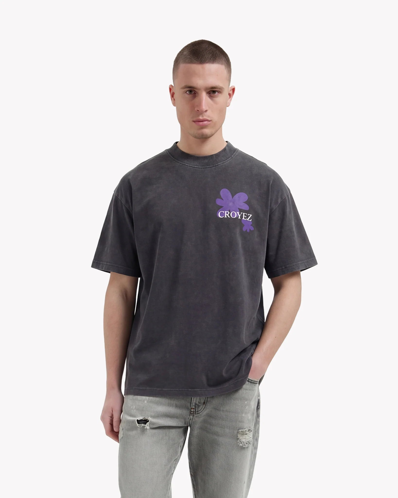 Croyez Botanique T-Shirt | Acid Wash/Dark Purple