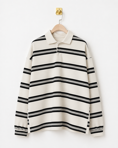 Lucce - Mila Striped Polo – Off White/ zwart