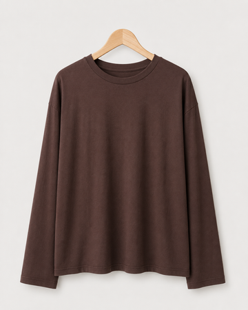 Lucce - Luna Oversized Longsleeve – Brown - Ruimvallend damesshirt met lange mouwen