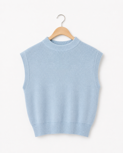Lucce - Elise Knit Top – Blauw - Mouwloze gebreide damestop