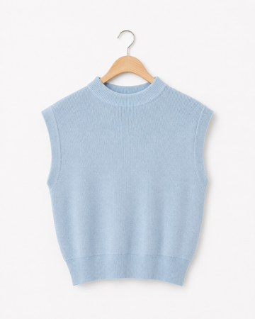 Lucce - Elise Knit Top – Blauw - Mouwloze gebreide damestop