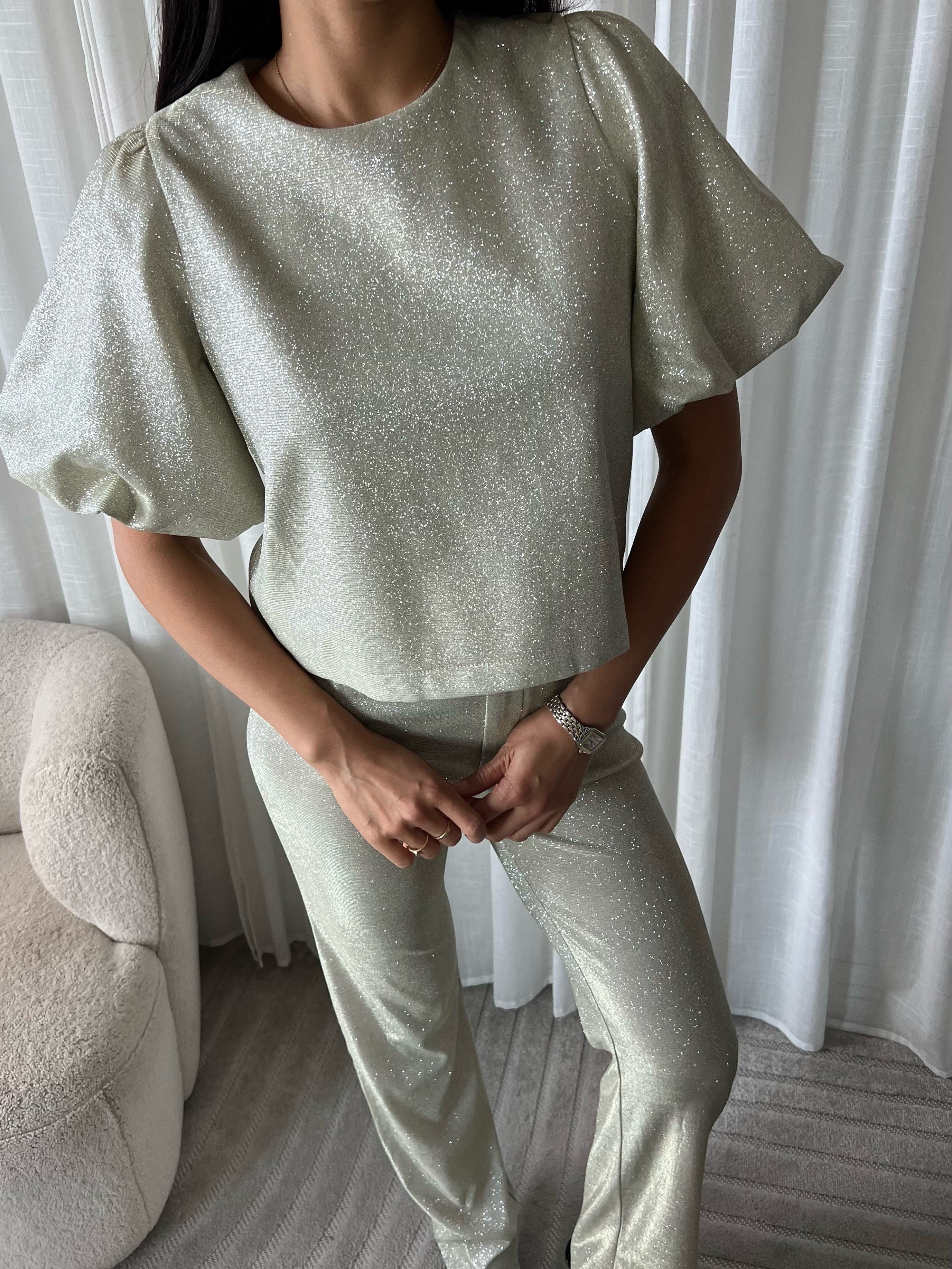Croptop Glitter - Crème