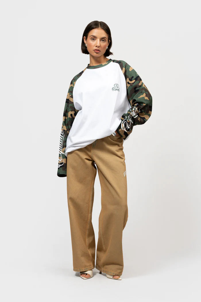 JETT RAGLAN LONGSLEEVE TEE OFF-WHITE & CAMO