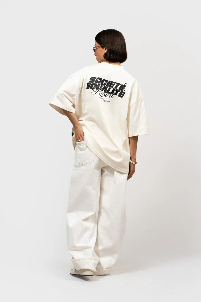 SOCIETÉ RESORT BOXY T-SHIRT GEBROKEN WIT