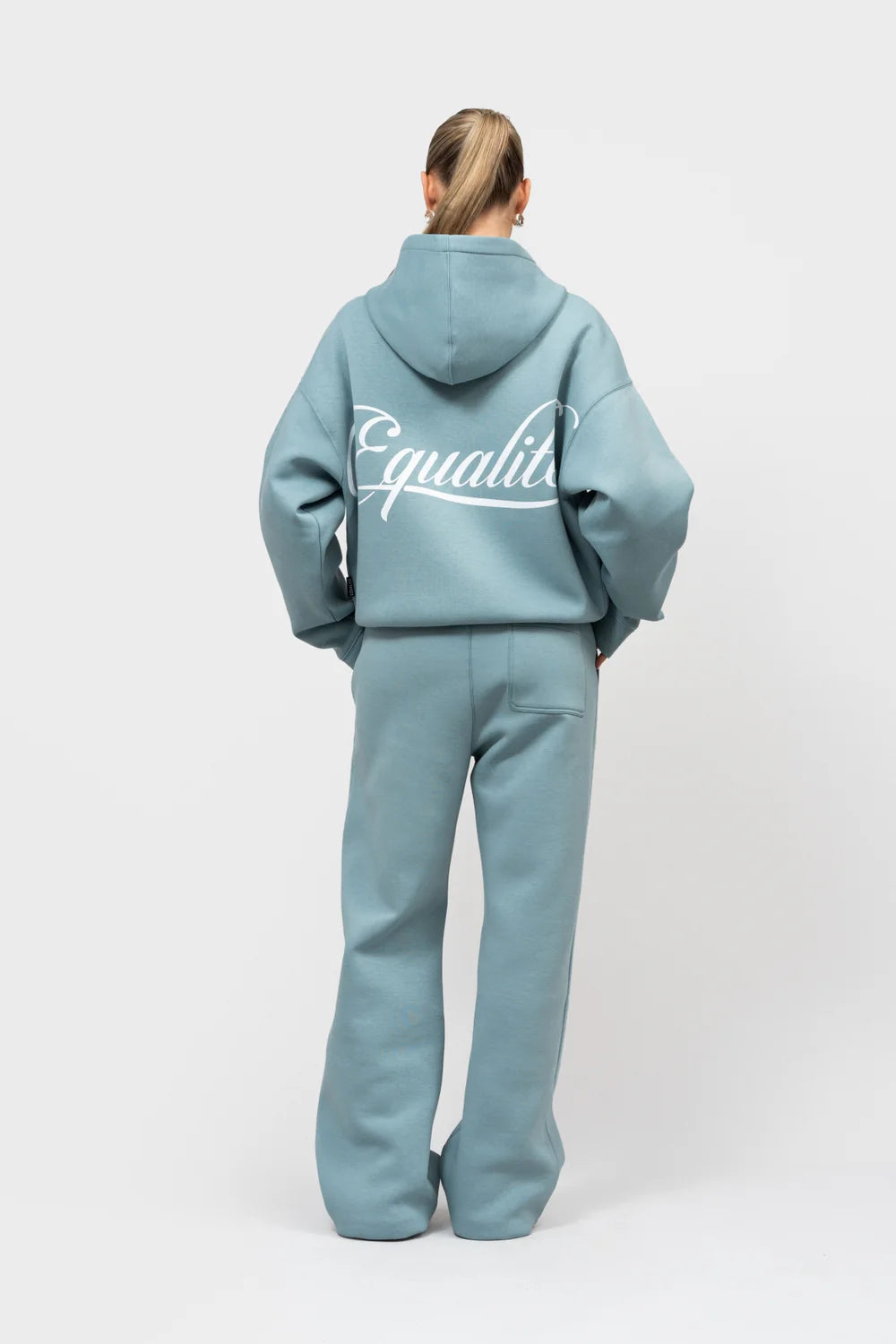 YUKI OVERSIZED SCUBA FULL ZIP HOODIE WASHED LIGHT BLUE