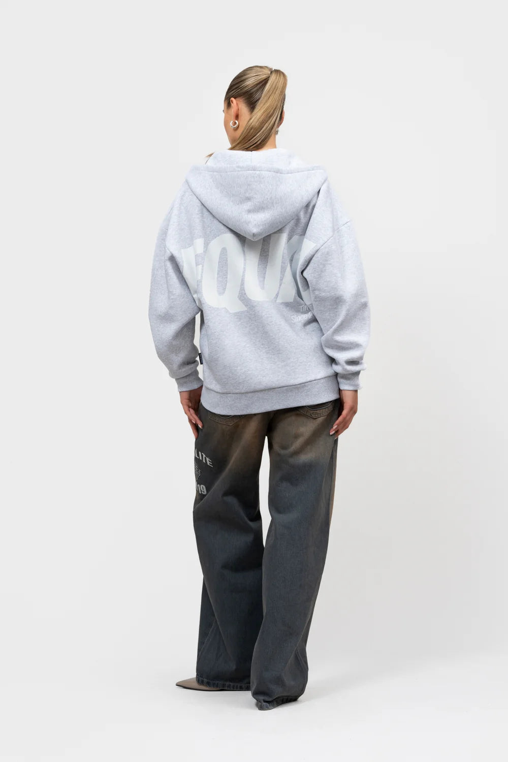 ELIA OVERSIZED FULL ZIP HOODIE MELANGE GREY