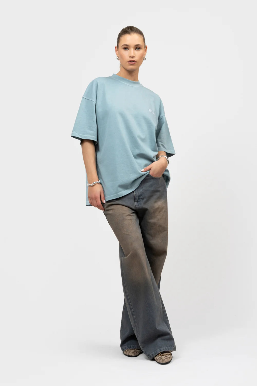 YUKI BOXY TEE WASHED LIGHT BLUE