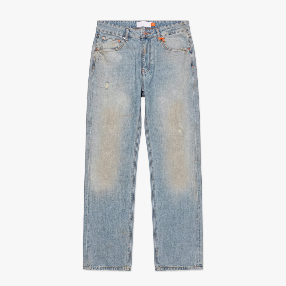 Croyez Dirty Washed Straight Leg Jeans Light Blue – voorzijde