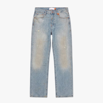 Croyez Dirty Washed Straight Leg Jeans Light Blue – voorzijde