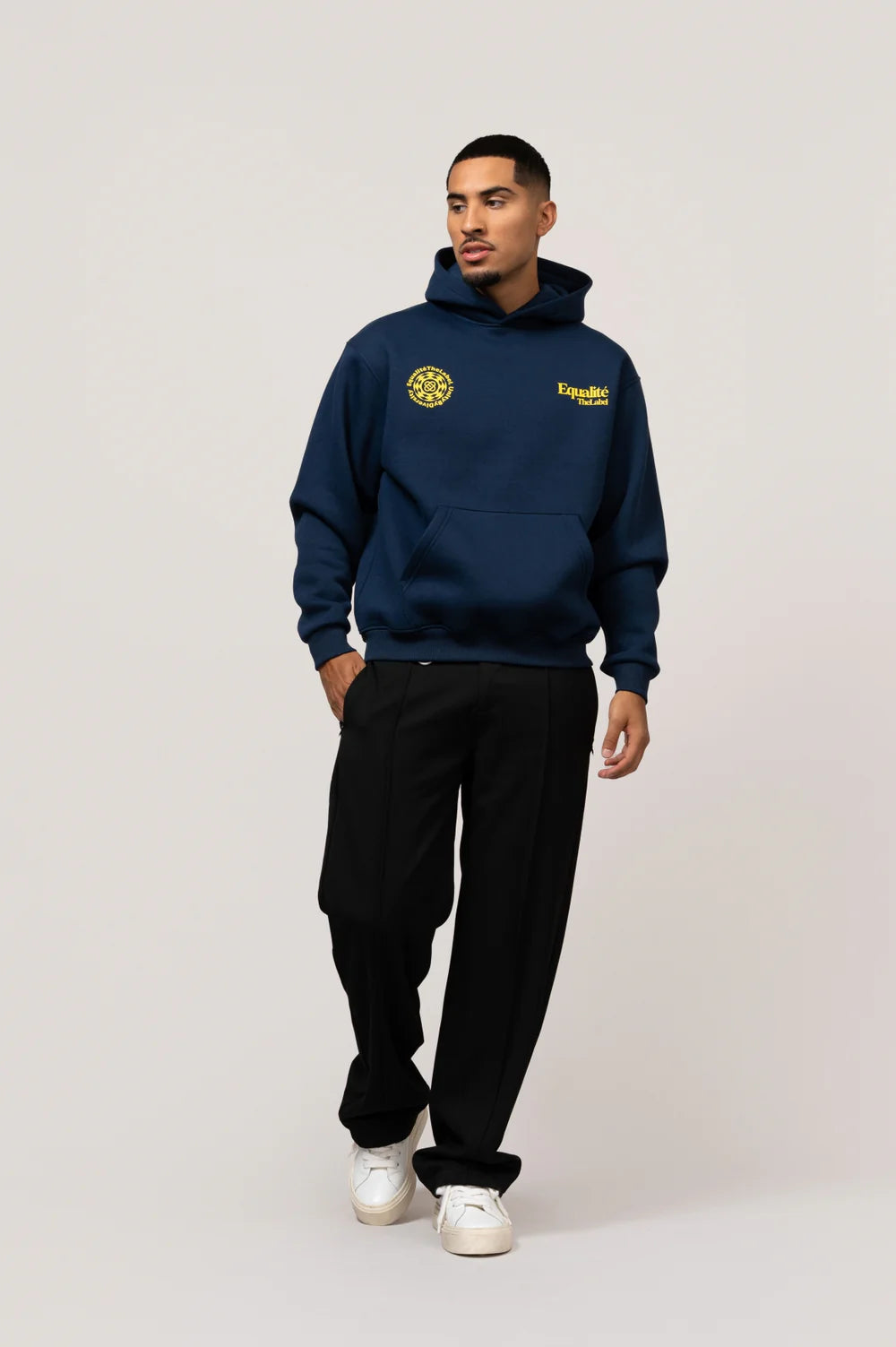 VERITY OVERSIZED HOODIE NAVY & YELLOW