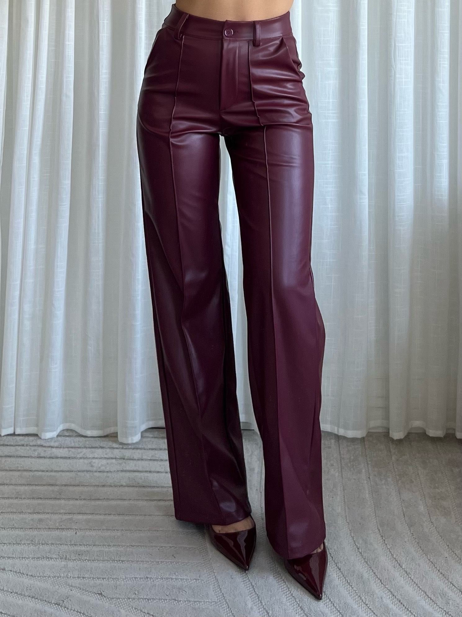 Jeans leather - Bordeaux