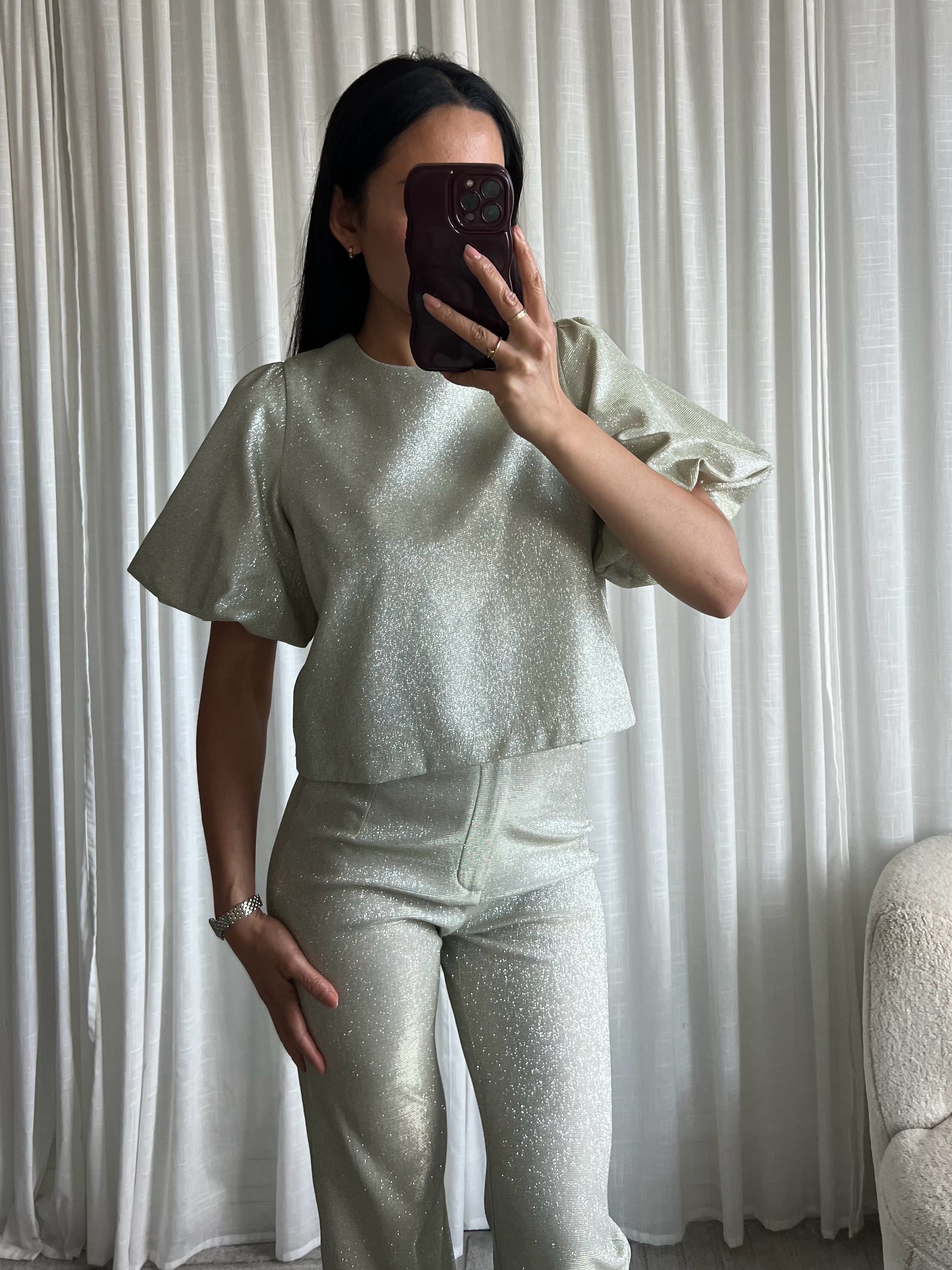 Croptop Glitter - Crème