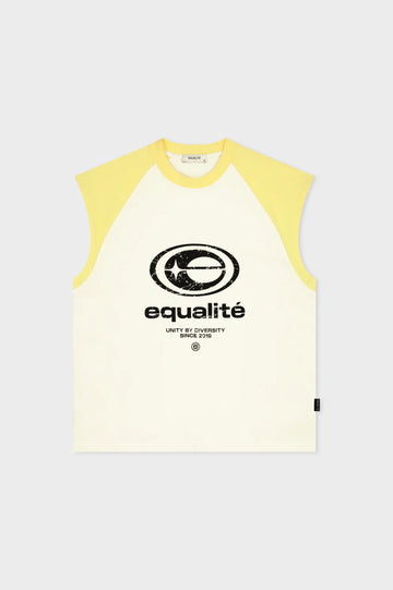Equalite - ELAN RAGLAN TANKTOP - OFF-WHITE & SOFT YELLOW - Ruimvallende herentop