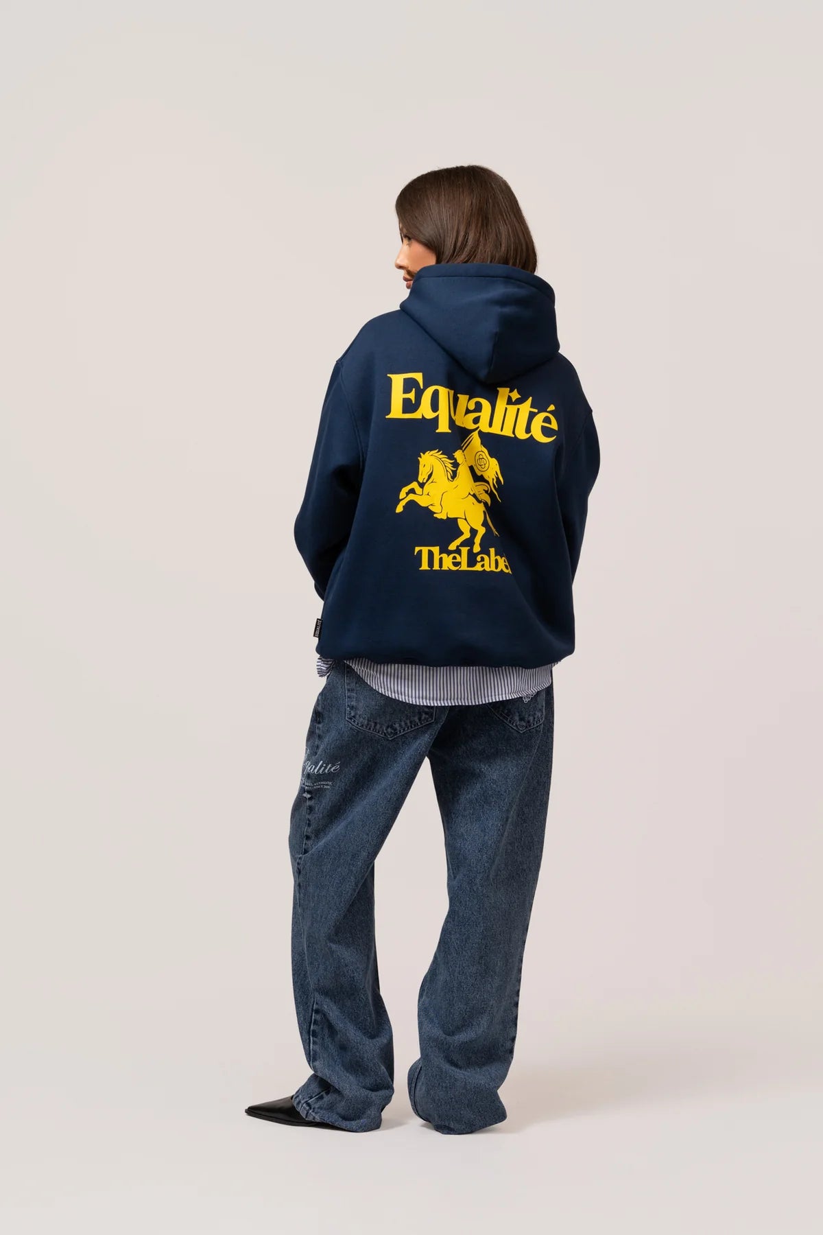 VERITY OVERSIZED HOODIE NAVY & YELLOW