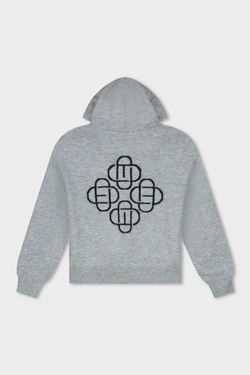 Equalite - FLUFFY KNIT HOODIE - GREY - Gebreide capuchontrui heren