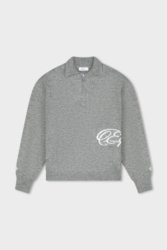 Equalite - FLUFFY KNIT QUARTER ZIP POLO - GREY