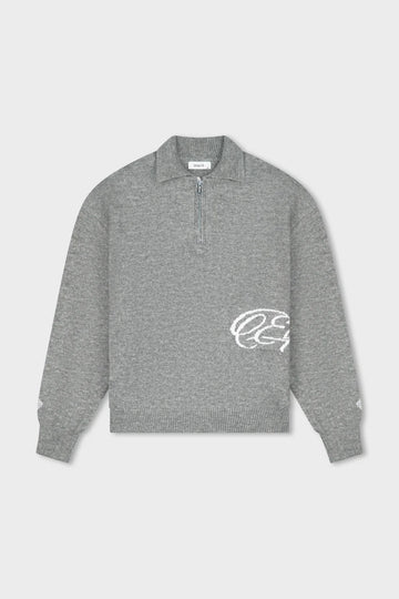 Equalite - FLUFFY KNIT QUARTER ZIP POLO - GREY