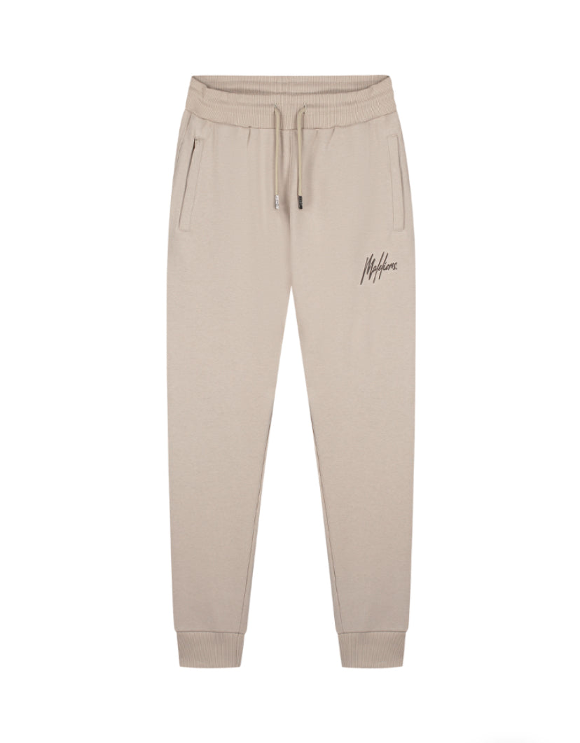 MALELIONS STRIPED SIGNATURE SWEATPANTS - BEIGE - Slim fit joggingbroek