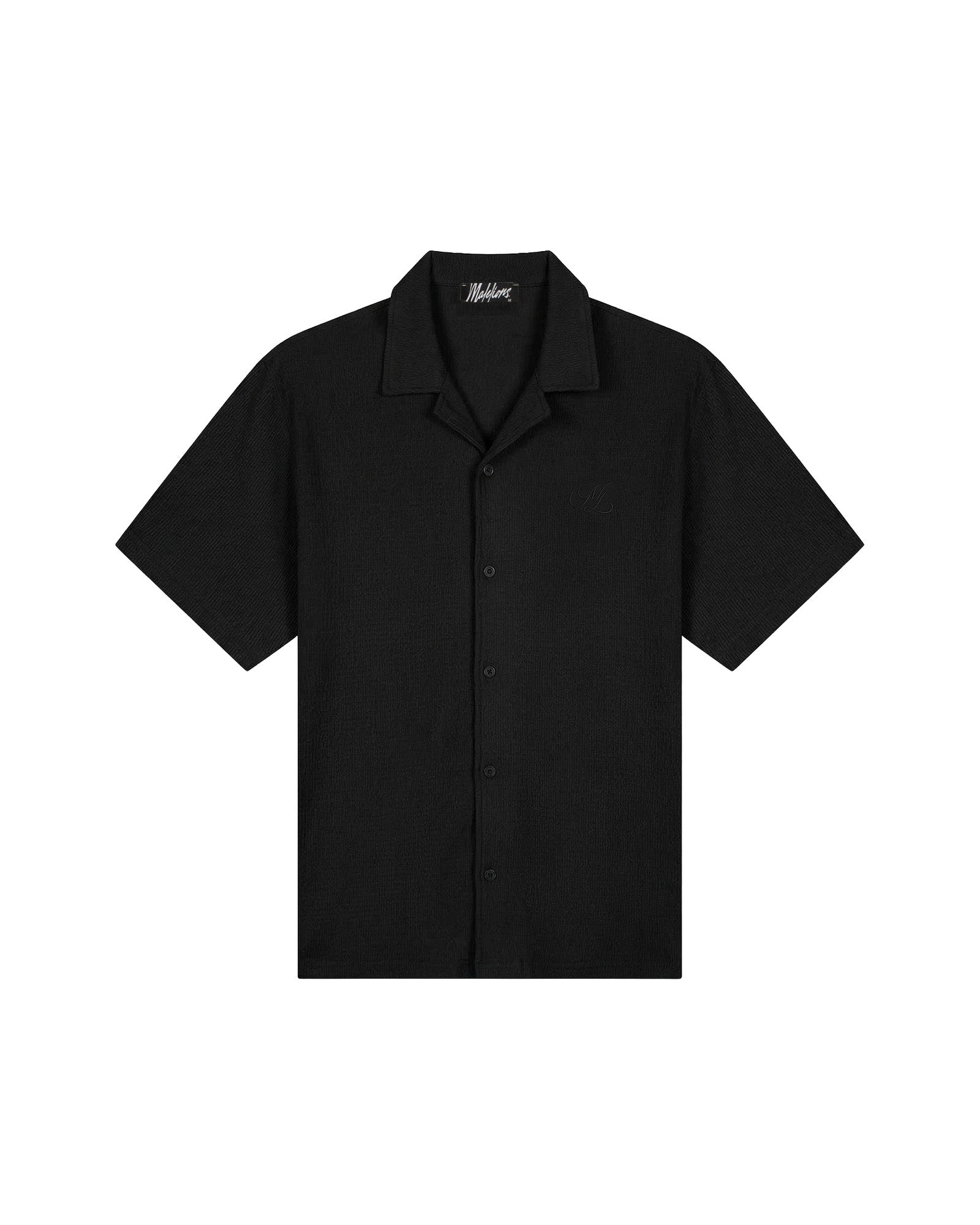 Malelions Men Emblem Seersucker shirt - Black