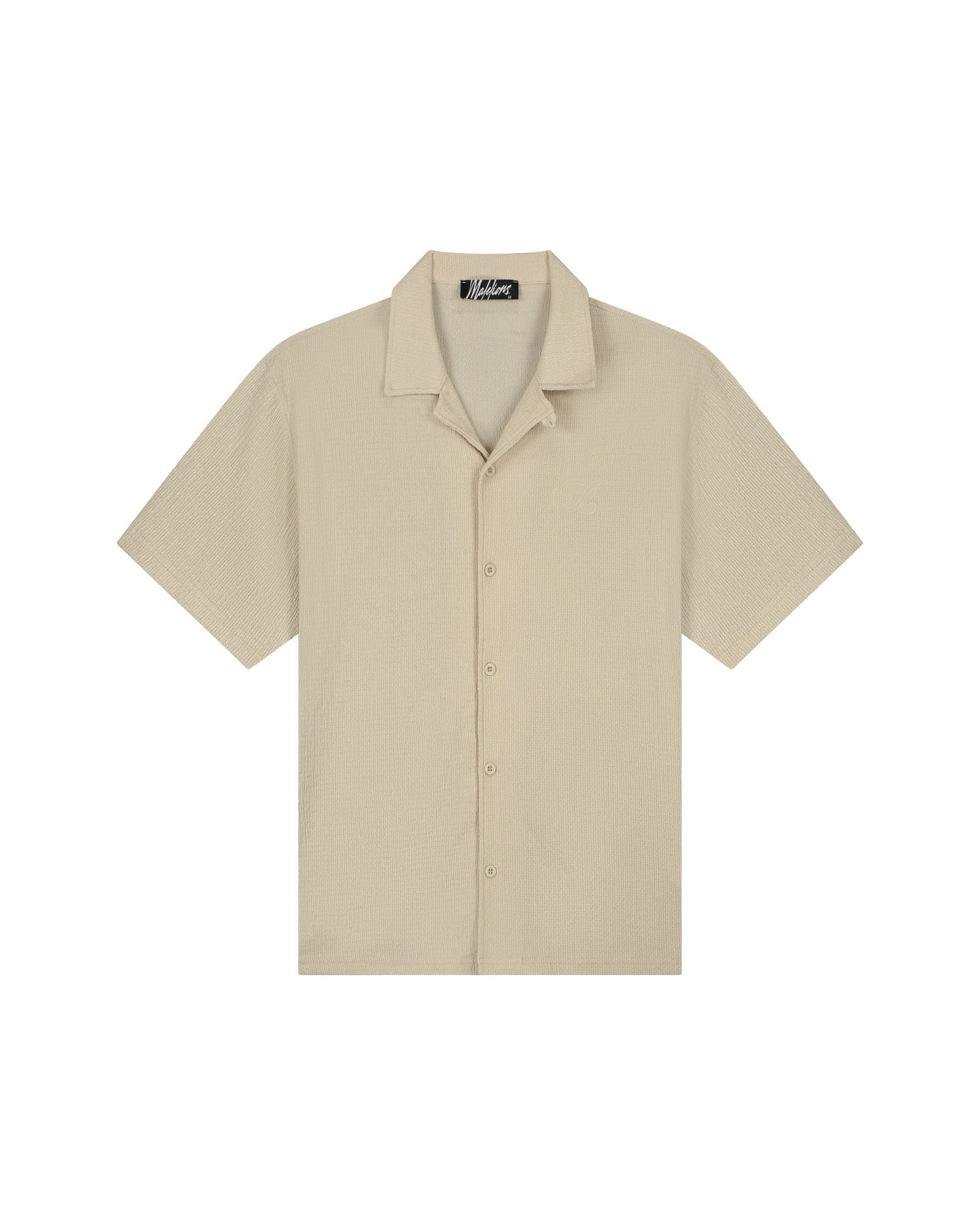Malelions Heren Emblem Seersucker overhemd - Licht Taupe