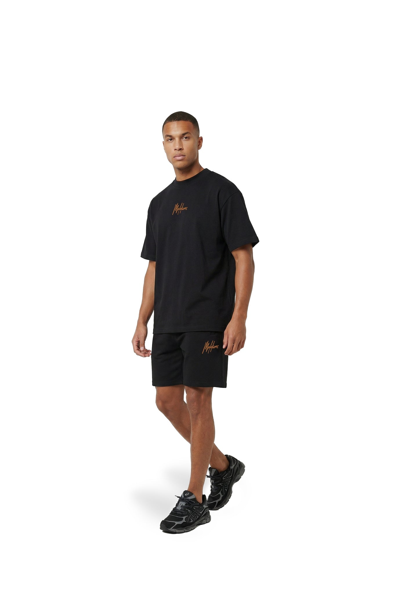 Malelions Heren Gestreepte Signature Shorts | Zwart