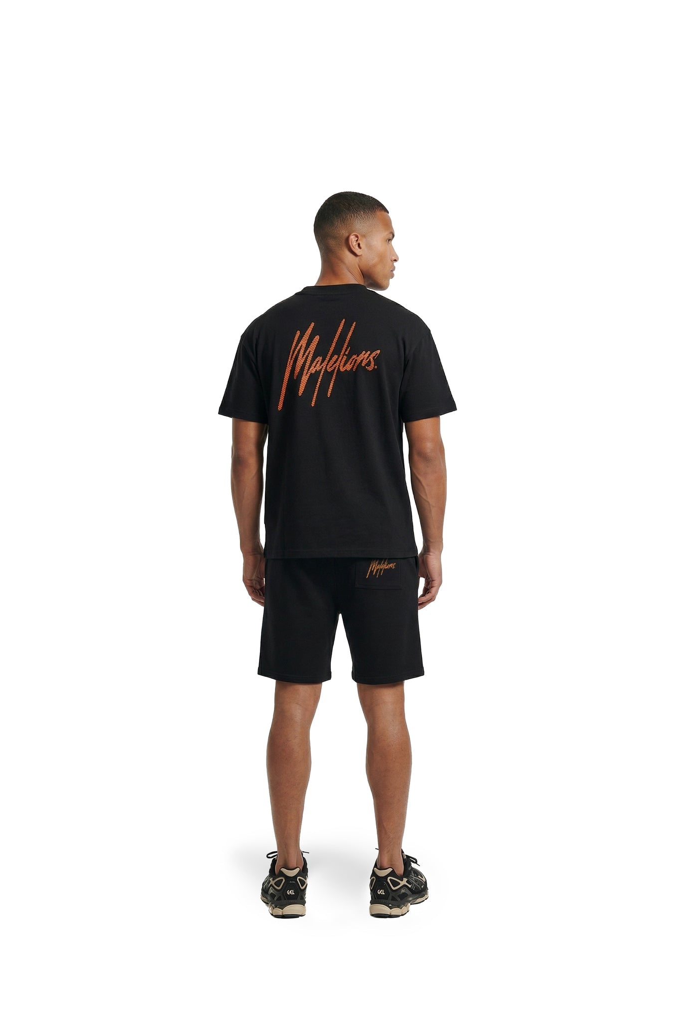 Malelions Heren Gestreepte Signature Shorts | Zwart
