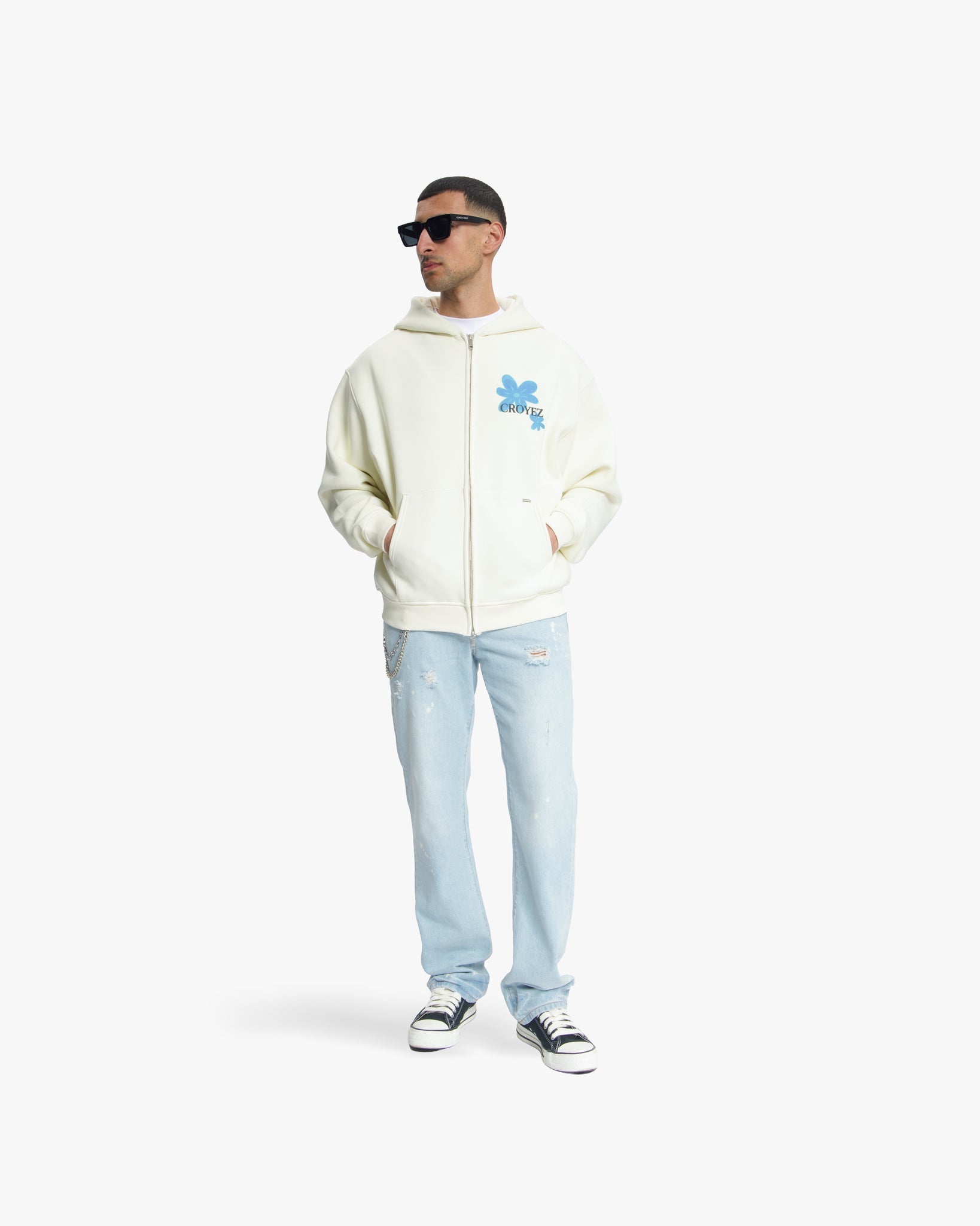 Croyez Botanique Zip Hoodie | Gebroken wit/Tiffany Blue