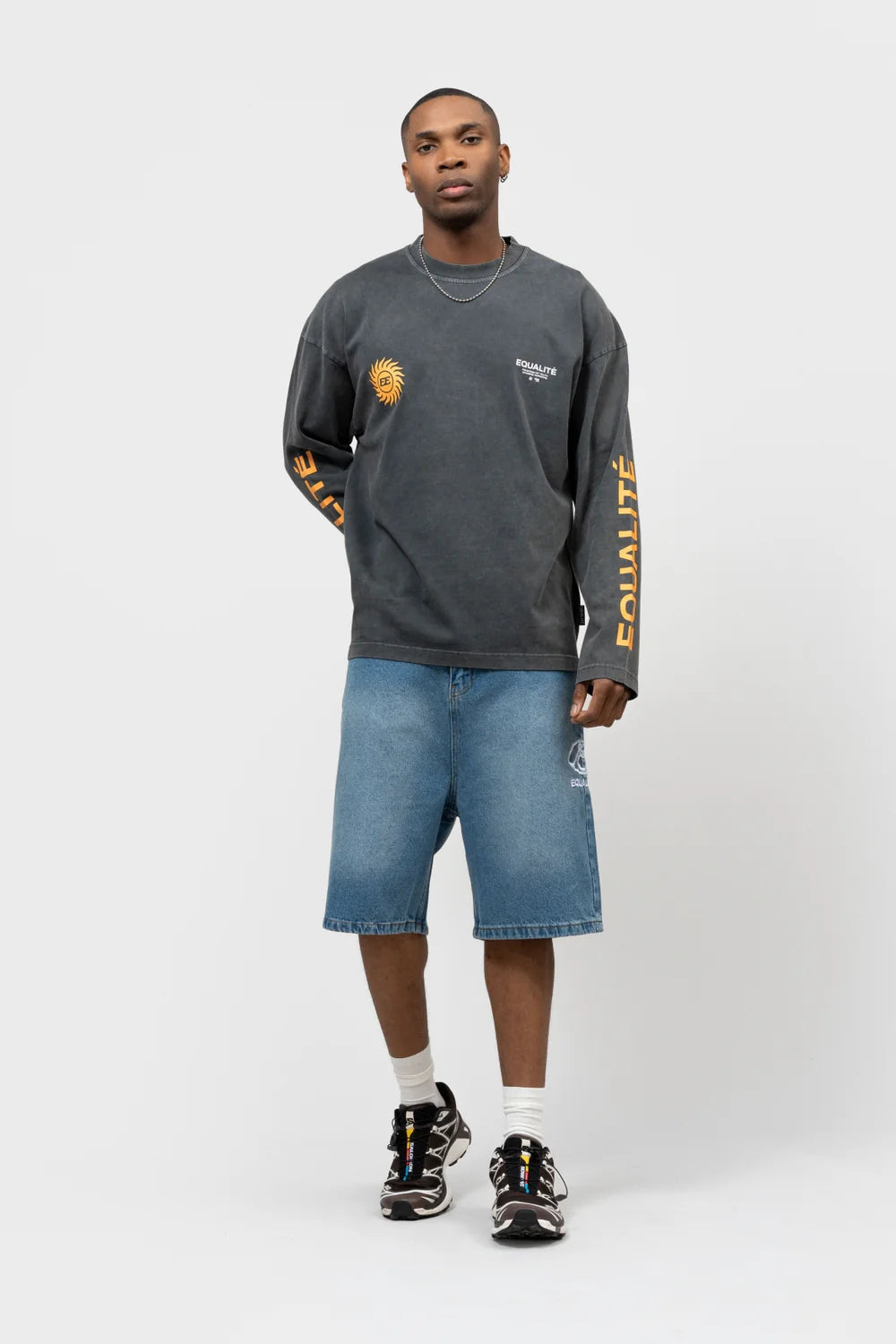 Sunny oversized longsleeve T-shirt gewassen grijs