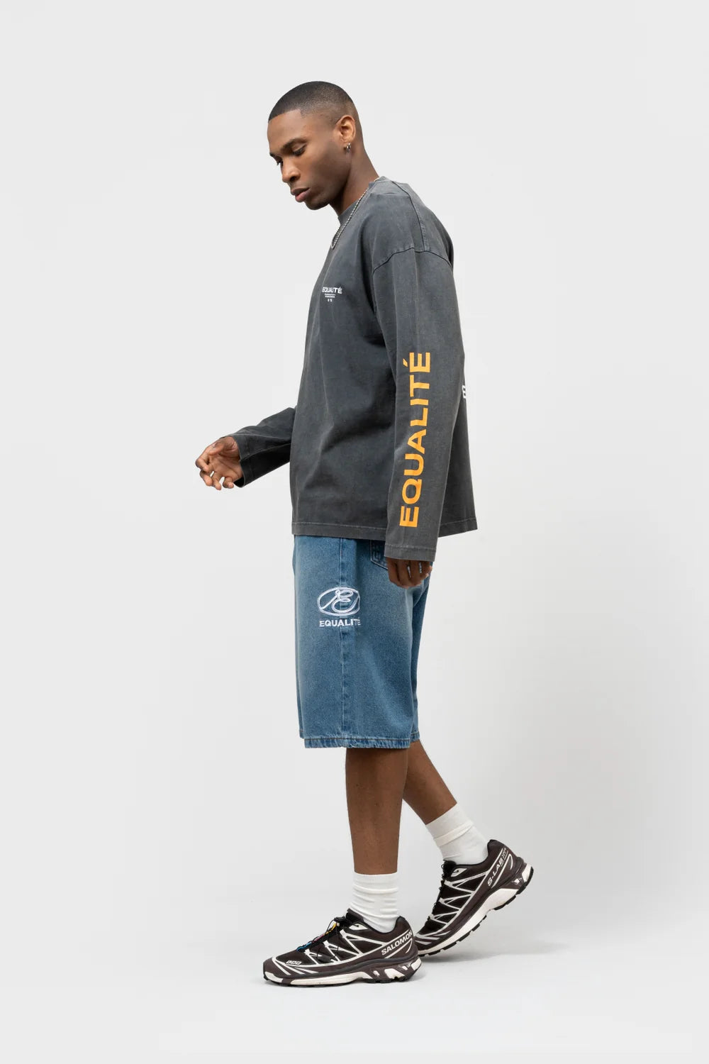 Sunny oversized longsleeve T-shirt gewassen grijs