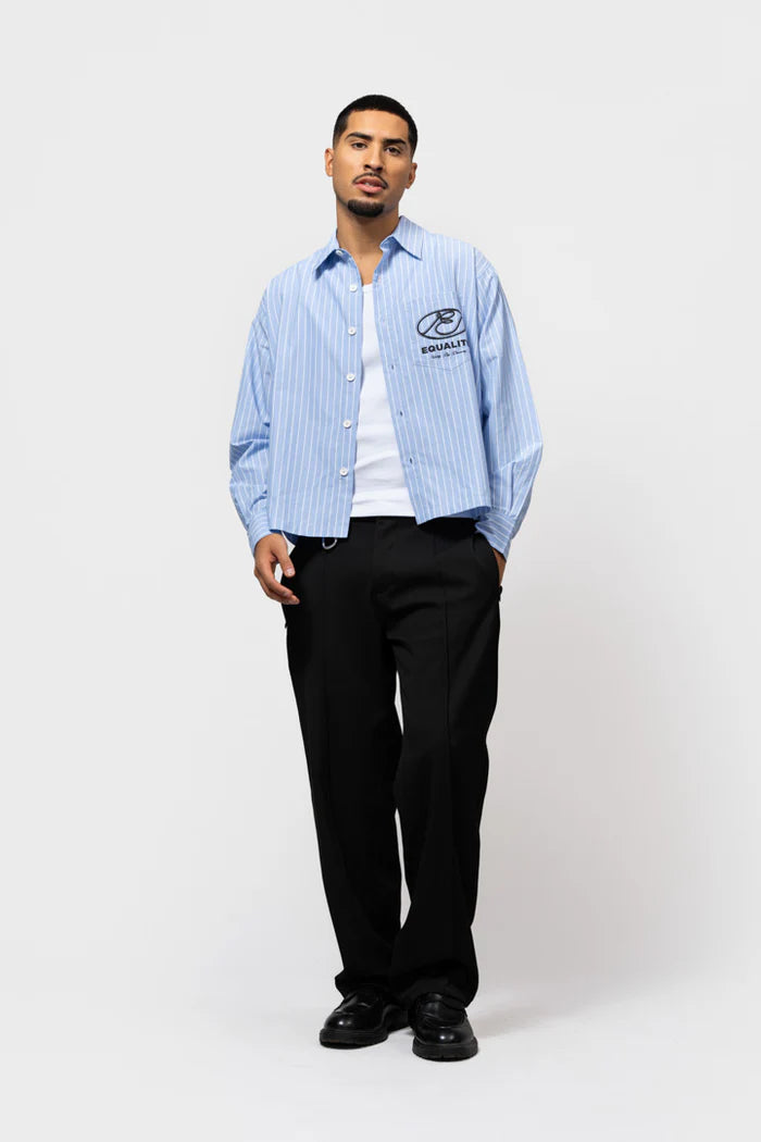 ARID SHIRT LANGE MOUW - GESTREEPT BLAUW