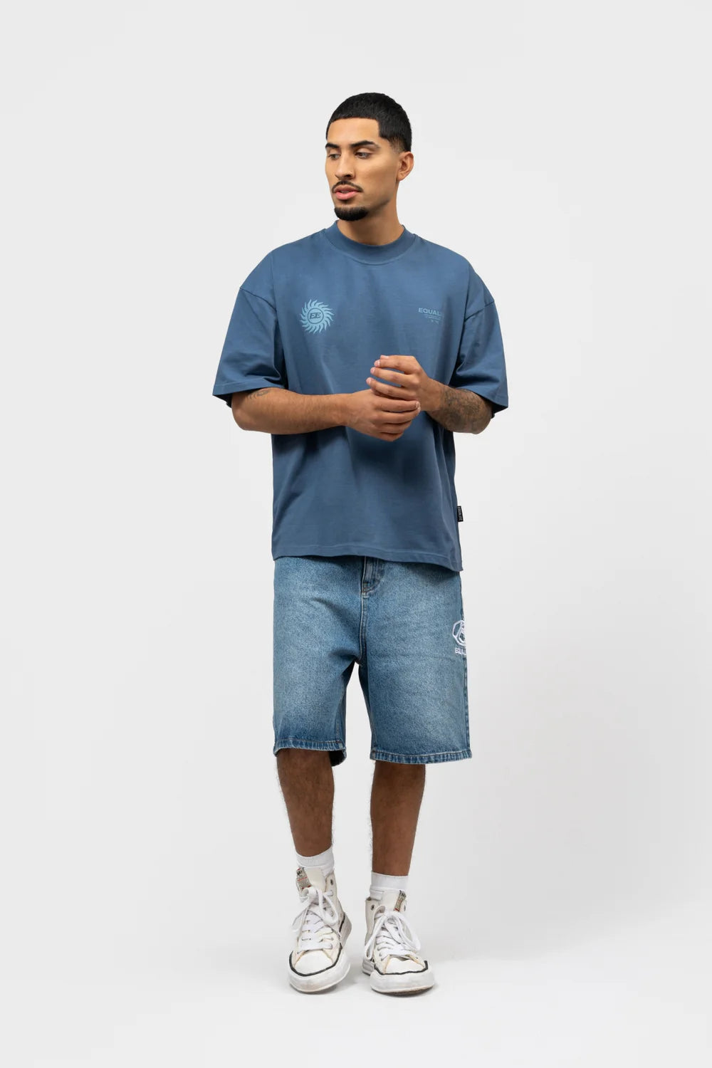 SUNNY BOXY T-SHIRT | NAVY & LICHTBLAUW