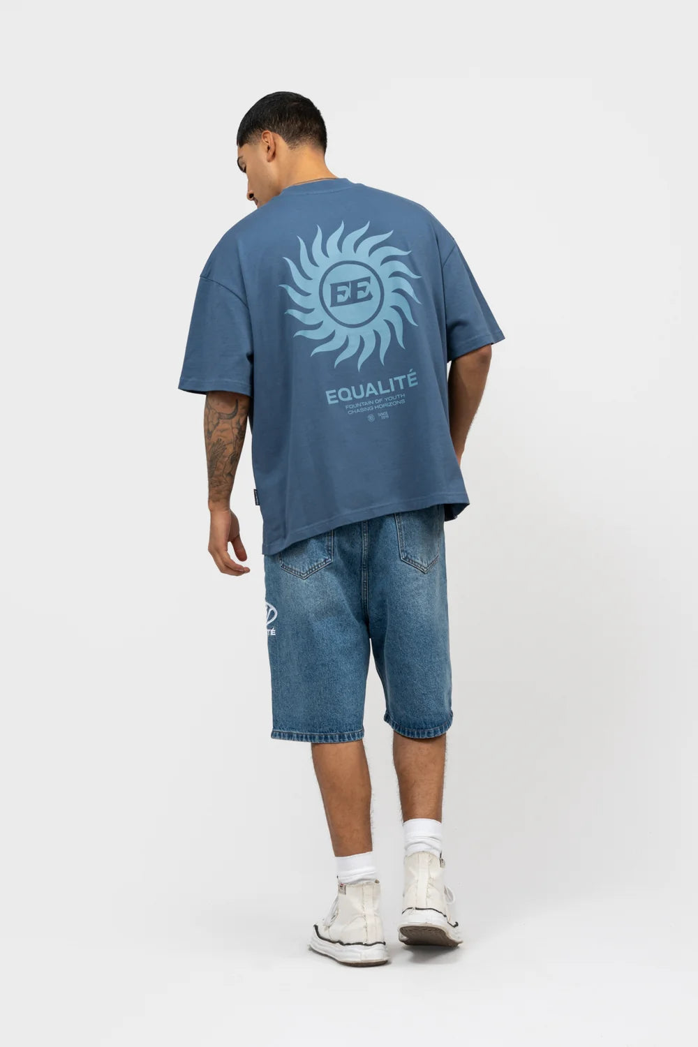 SUNNY BOXY T-SHIRT | NAVY & LICHTBLAUW