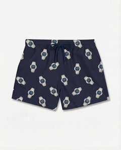 Million -SWIM SHORTS ALLOVER WATCHES - Blauw - Zwembroek met trekkoord