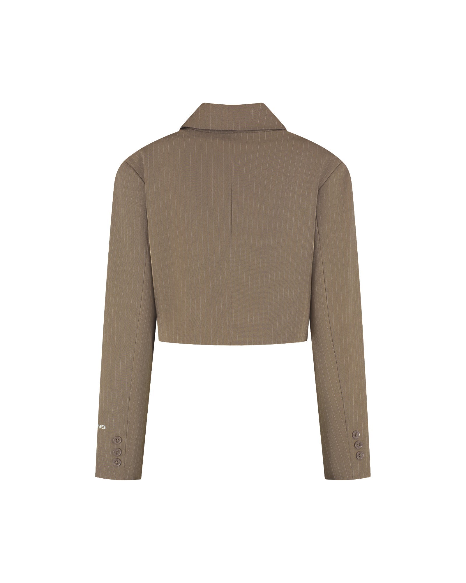 Malelions Women Cropped Pinstripe Blazer | Sand