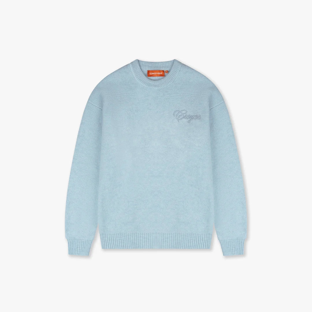 CROYEZ SCRIPT KNIT SWEATER - LIGHT BLUE